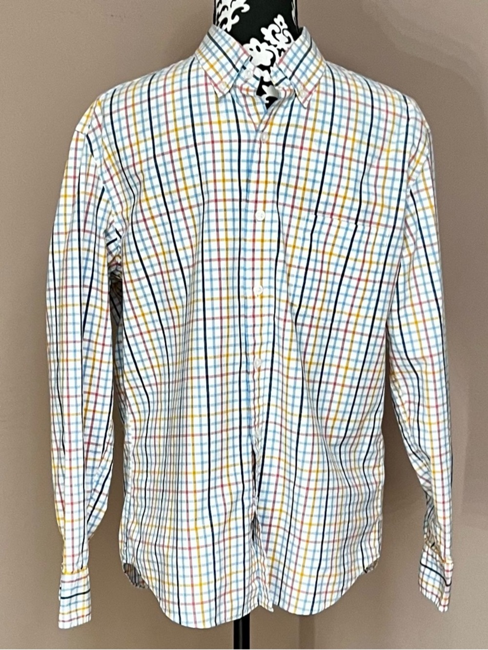 J.CREW Tattersall Slim Untucked 100% Cotton Flex Washed Button-Down Shirt